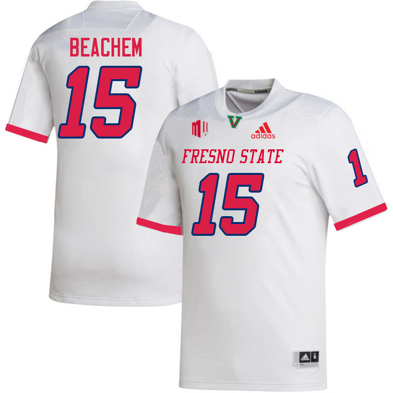 Fresno State Bulldogs #15 Kamron Beachem College Football Jerseys Stitched-White Fresno State Bulldogs #15 Kamron Beachem College Football Jerseys Stitched-White